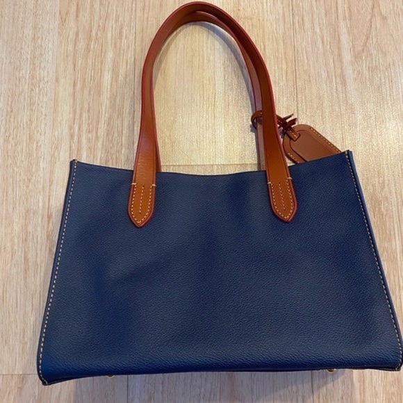 Dooney & Bourke squared blue/brown satchel - Picture 2 of 16